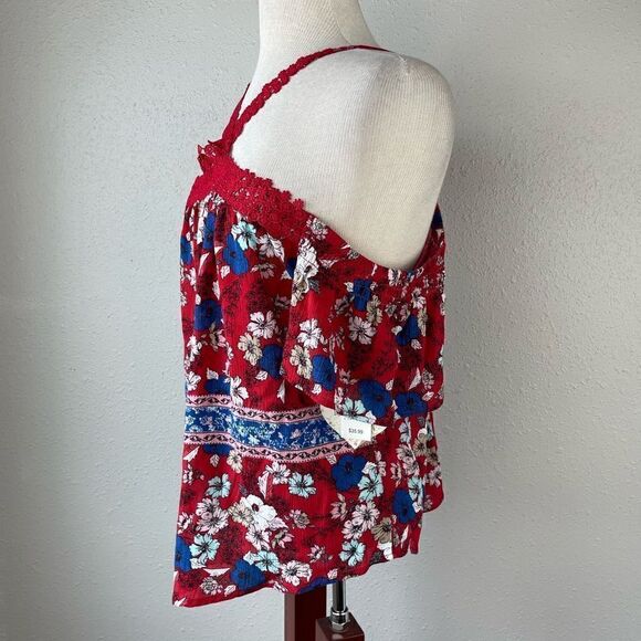 NWT Self Esteem Shoulder-less Floral Top Size L - Picture 4 of 8